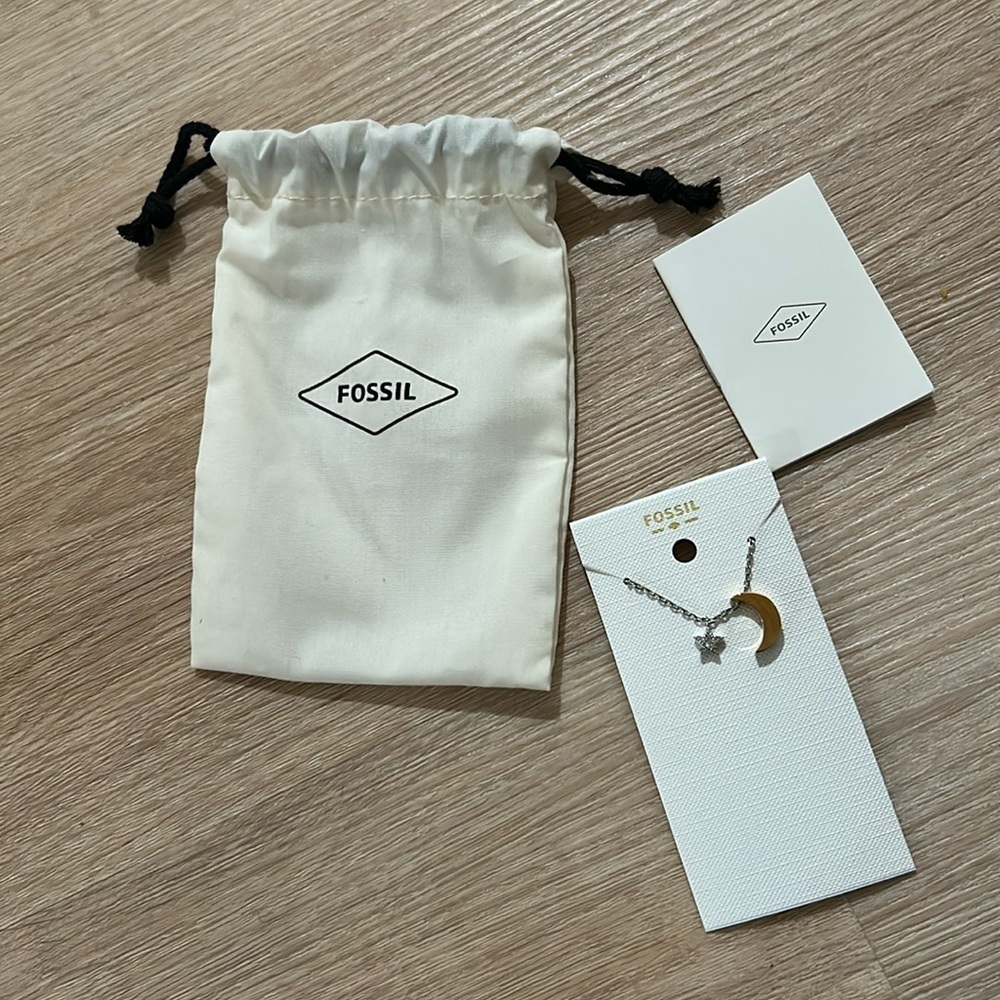 Fossil moon and stars necklace and dust bag new with tags​